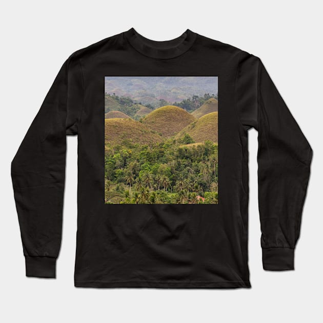 The Chocolate Hills, Carmen, Bohol, Philippines Long Sleeve T-Shirt by Upbeat Traveler